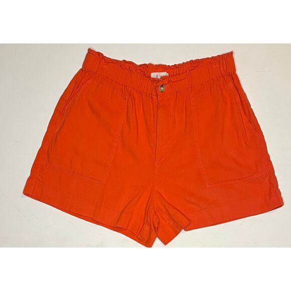 Lou & Grey for LOFT Linen Blend Shorts M Salmon Pink Pull-On High Rise Utility - Picture 1 of 9